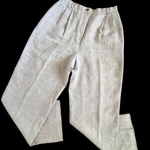 Danielle Martin Linen Pleated Trousers Pants Womens 10 Natural Beige Tailored